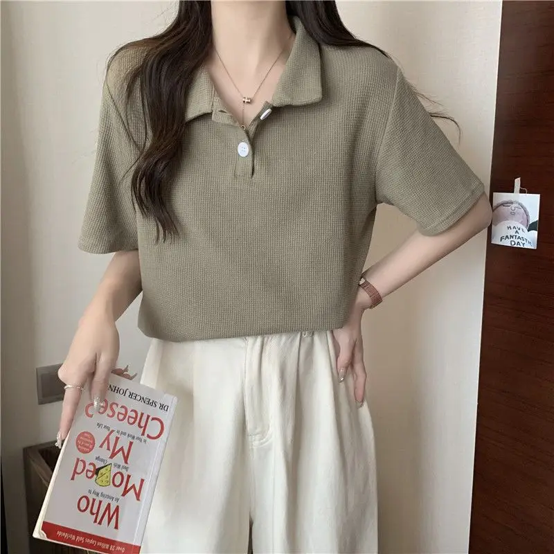 Yasuk 2023 Summer Casual Polo T-Shirt Female Pullover Fashion Women Blouse Simple Preppy Style Student Loose Soft Short Sleeve
Yasuk 2023 Summer Casual Polo T-Shirt Female Pullover Fashion Women Blouse Simple Preppy Style Student Loose Soft Short Sleeve