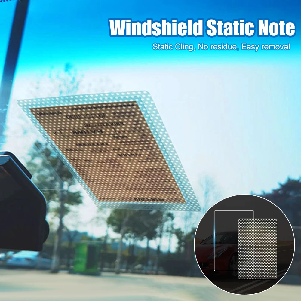 

11cmx17cm Car Windshield Sticky Note Double-Sided Static Cling Sticky Note Self-Adhesive PVC Sticker Auto Interior Accessories