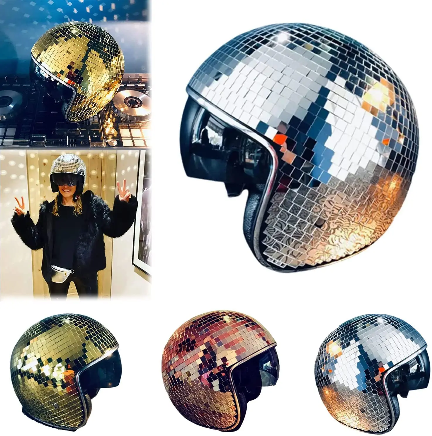 Disco Ball Helmet with Retractable Visor for DJ Club Stage Bar Party Wedding Holiday Decoration
Disco Ball Helmet with Retractable Visor for DJ Club Stage Bar Party Wedding Holiday Decoration