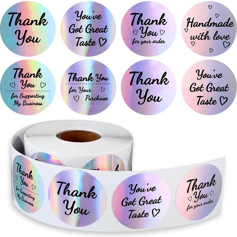 Laser Thank You Roll Stickers 3.8cm Adhesive Thank You Business Stickers Round Shape Labels for Presents Bag, 500Pcs/ Roll
Laser Thank You Roll Stickers 3.8cm Adhesive Thank You Business Stickers Round Shape Labels for Presents Bag, 500Pcs/ Roll