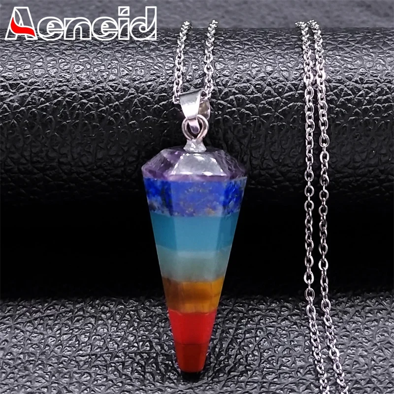 Reiki Healing 7 Chakra Pendant Necklace for Women Stainless Steel Natural Stone Hexagon Cone Chakra Energy Necklace Jewelry Gift
Reiki Healing 7 Chakra Pendant Necklace for Women Stainless Steel Natural Stone Hexagon Cone Chakra Energy Necklace Jewelry Gift
