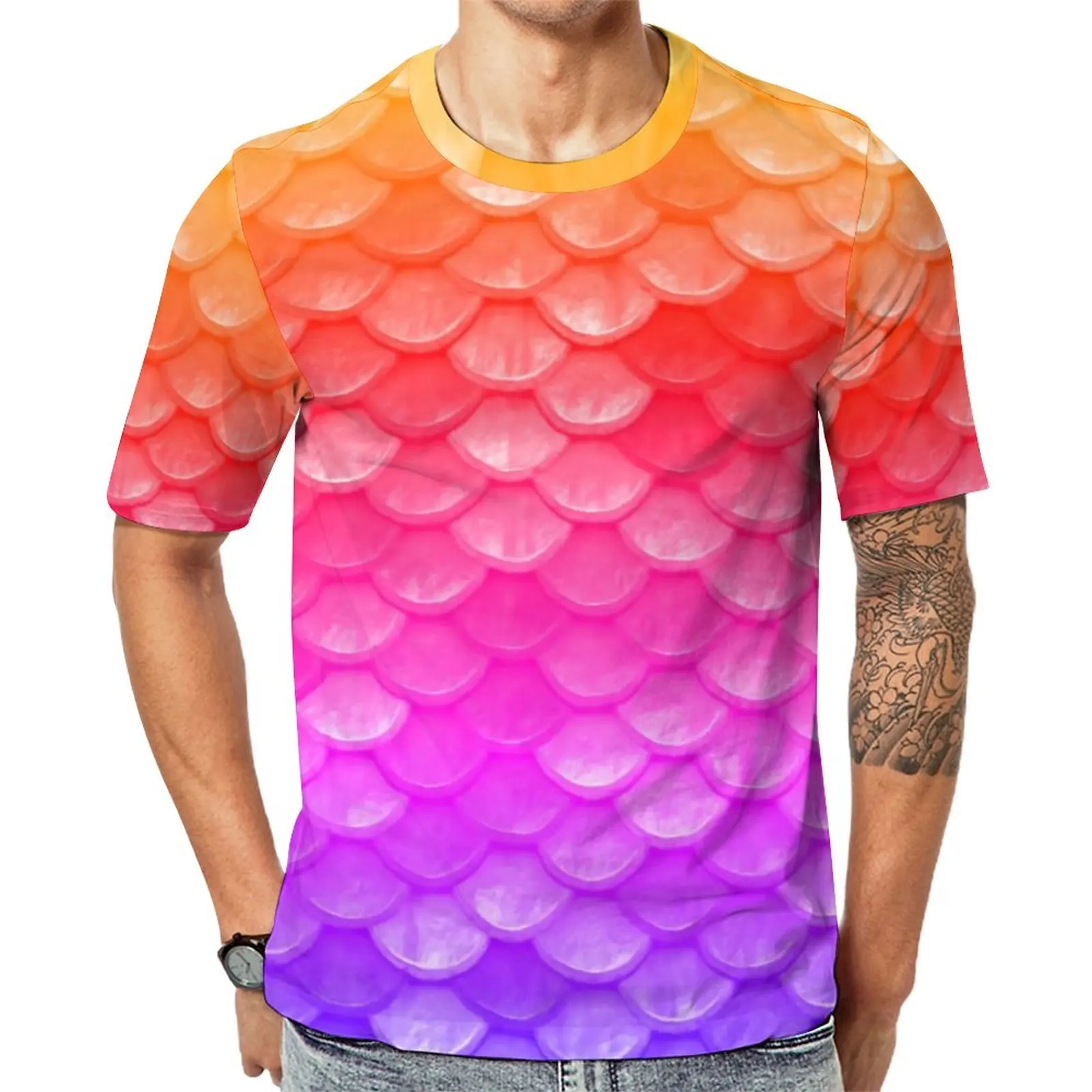 Color Mermaid Scales T Shirt Man Ombre Print Fun T Shirts Original Fashion Tees Short Sleeve Custom Big Size Tops
Color Mermaid Scales T Shirt Man Ombre Print Fun T Shirts Original Fashion Tees Short Sleeve Custom Big Size Tops