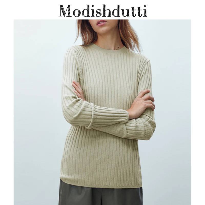 

Modishdutti 2022 Autumn Winter Women Fashion Twist Slim Knitted Sweater Tops Female Solid Casual O Neck Pullovers