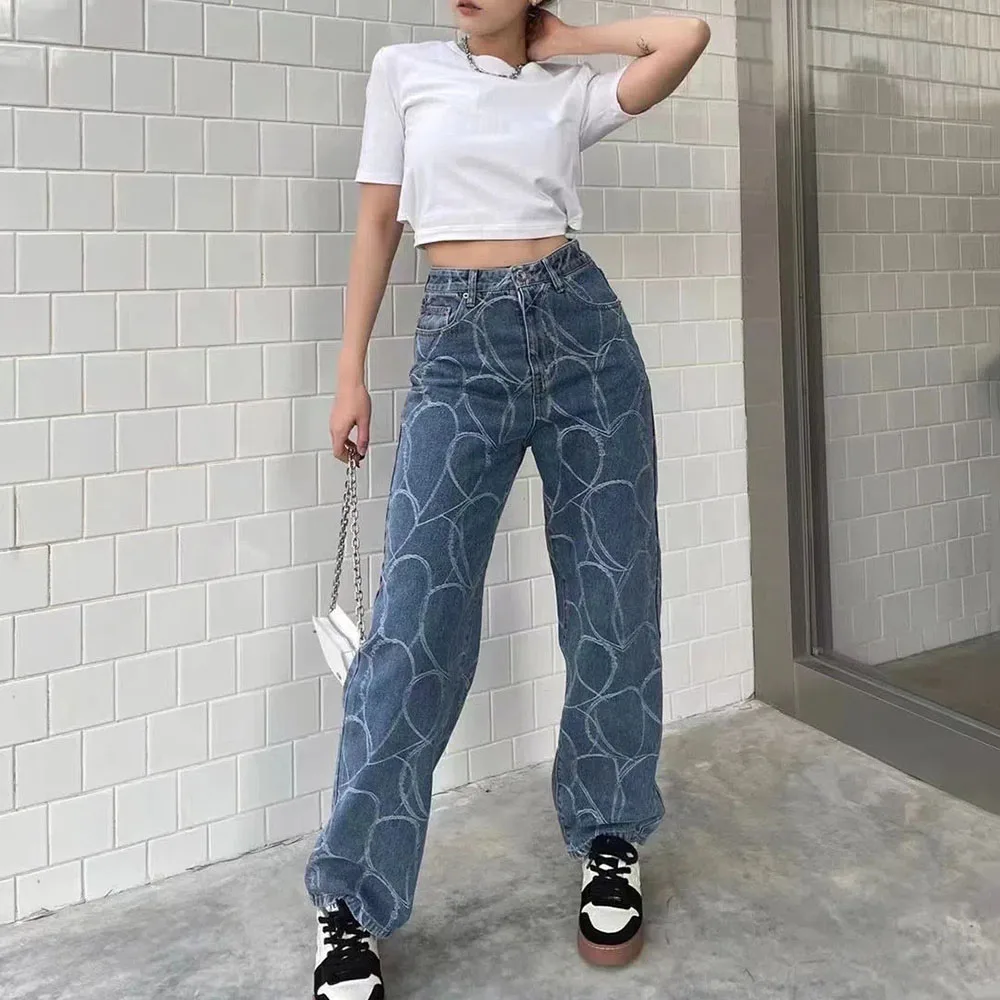 Korean Trousers Women's Vintage Jeans Street Casual High Waist Denim Pants Light Blue Printed Straight High Waist Wide Leg Jeans
Korean Trousers Women's Vintage Jeans Street Casual High Waist Denim Pants Light Blue Printed Straight High Waist Wide Leg Jeans