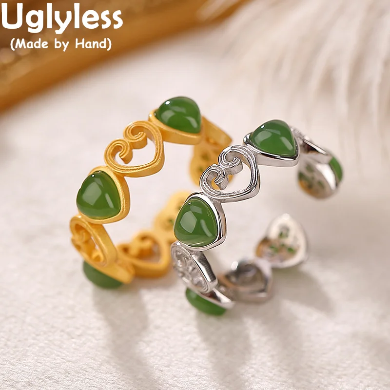 Uglyless Sweet Love Gifts в форме сердца яшма Кольца Женщины Природный Hotan зеленый нефрит кольца полые этнические модные ювелирные изделия 925 серебра
Uglyless Sweet Love Gifts в форме сердца яшма Кольца Женщины Природный Hotan зеленый нефрит кольца полые этнические модные ювелирные изделия 925 серебра