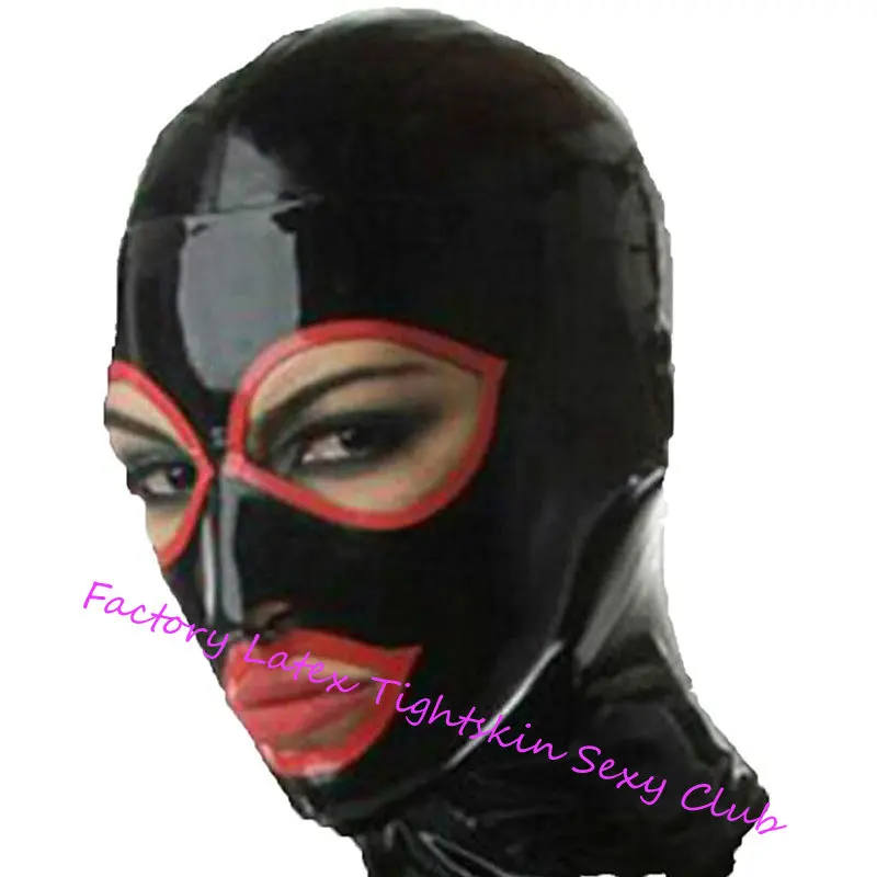 Latex Hood Open Eyes and Mouth Rubber Mask Black with Red Trim for Catsuit Cosplay Club Wear Costume
Latex Hood Open Eyes and Mouth Rubber Mask Black with Red Trim for Catsuit Cosplay Club Wear Costume