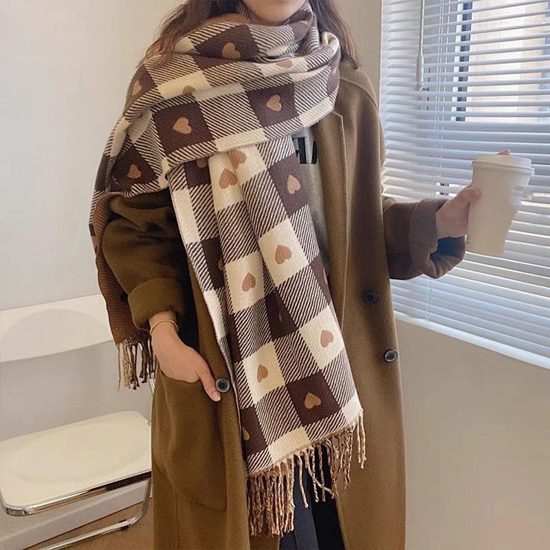 Women's Winter Warm Fashion Heart Scarf Korean Lady Graceful Plaid Long Scarves Casual Joker Outside Windproof Shawl Wraps 2023
Women's Winter Warm Fashion Heart Scarf Korean Lady Graceful Plaid Long Scarves Casual Joker Outside Windproof Shawl Wraps 2023