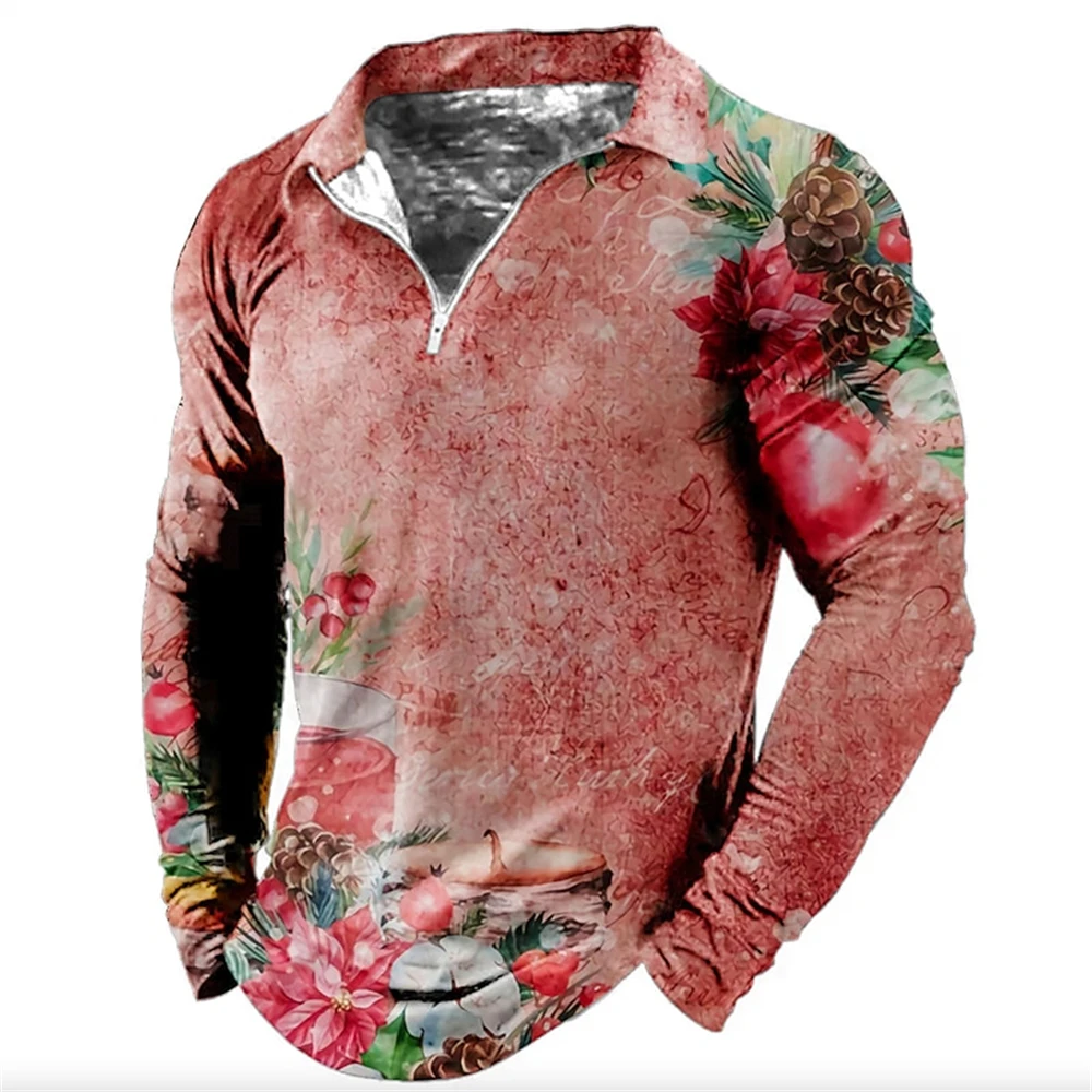 Мужская рубашка-поло с длинным рукавом, с 3D-принтом 
Мужская рубашка-поло с длинным рукавом, с 3D-принтом