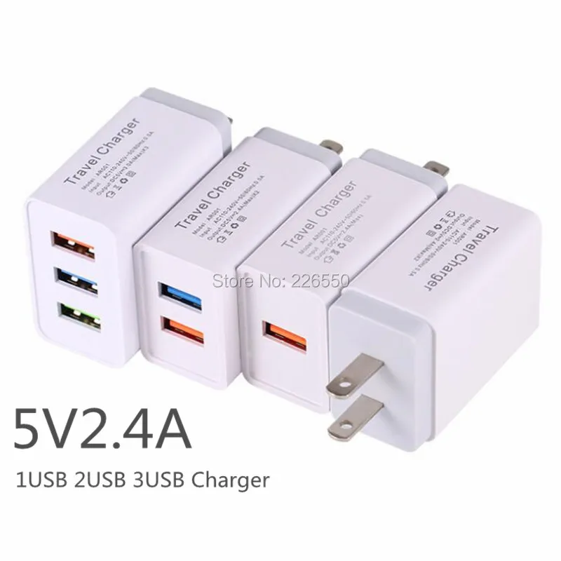 100Pcs 2.4A EU US AC Home Travel Wall charger 1/2/3 USB Ports Adapter For iphone Samsung Huawei Xiaomi HTC Android Moible Phone
100Pcs 2.4A EU US AC Home Travel Wall charger 1/2/3 USB Ports Adapter For iphone Samsung Huawei Xiaomi HTC Android Moible Phone