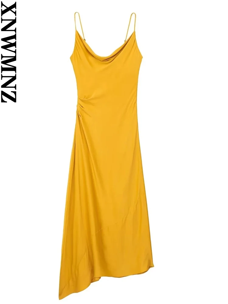 XNWMNZ 2023 Women Fashion Satin Slip Dress Party Flowing Neckline Thin Straps Pleats Sexy Female Chic Midi Dresses
XNWMNZ 2023 Women Fashion Satin Slip Dress Party Flowing Neckline Thin Straps Pleats Sexy Female Chic Midi Dresses