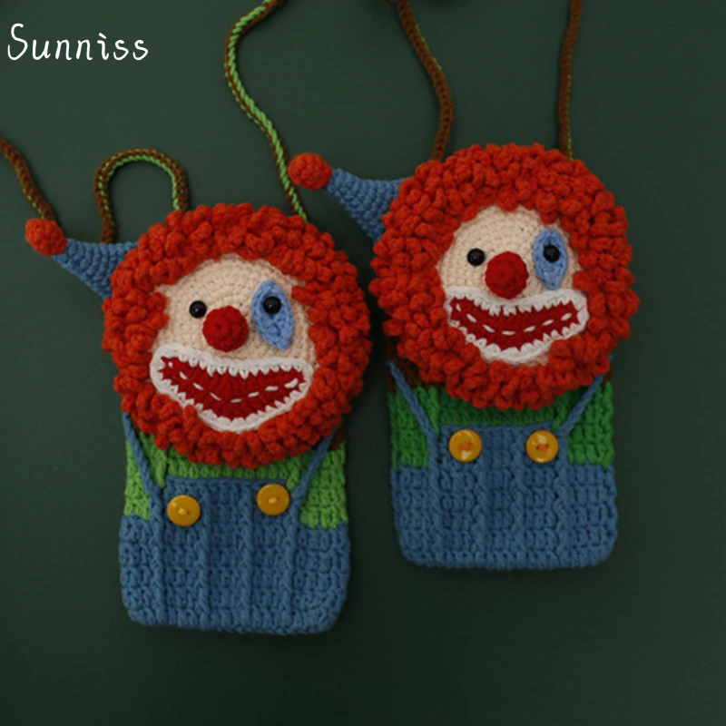 Finished Handmade Bag Clown Shaped Creative Small Size Shoulder Bag Crochet Knitted Mini Phone Crossbody Bag Christmas Gift
Finished Handmade Bag Clown Shaped Creative Small Size Shoulder Bag Crochet Knitted Mini Phone Crossbody Bag Christmas Gift