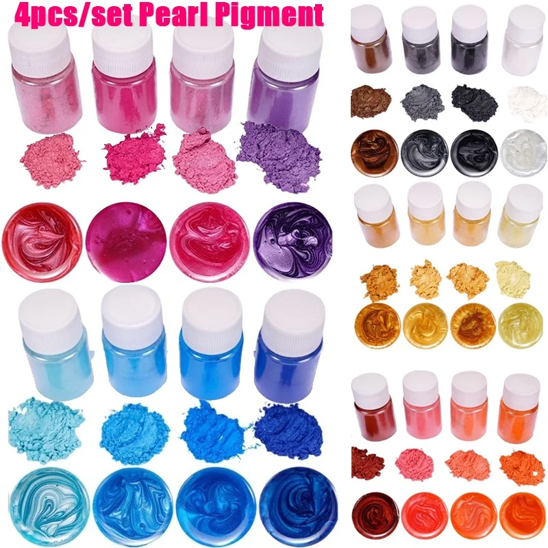 4pcs set Mica Powder Pigment for Soap Making Epoxy Resin Handmade Pearl Resin Glue Pigments Crystal Mold
4pcs set Mica Powder Pigment for Soap Making Epoxy Resin Handmade Pearl Resin Glue Pigments Crystal Mold
