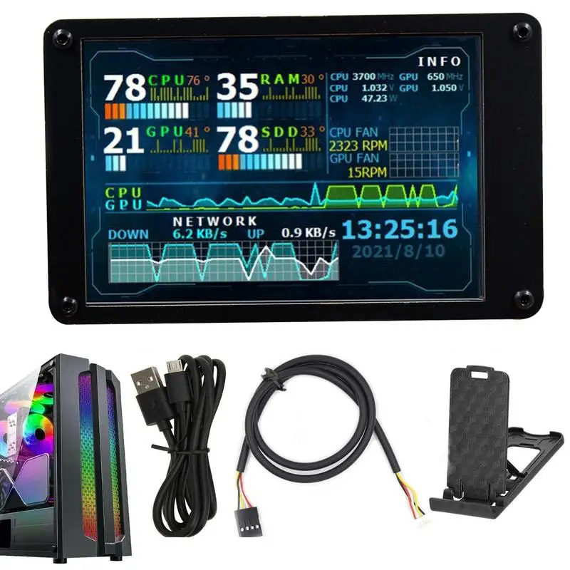 Computer Temp Monitor 3.5 Inch PC Panel Display AIDA64 PC CPU RAM Data Monitor 360 Degree Rotatable Screen Temperature Monitor
Computer Temp Monitor 3.5 Inch PC Panel Display AIDA64 PC CPU RAM Data Monitor 360 Degree Rotatable Screen Temperature Monitor