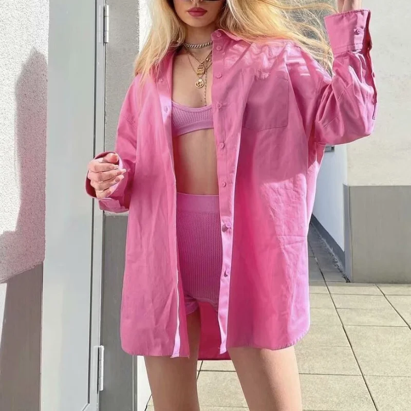 Loose Lapel Shirt Women's Autumn 2021 New Boyfriend Style Long Large Cardigan Casual Jacket Solid Color Spring Streetwear
Loose Lapel Shirt Women's Autumn 2021 New Boyfriend Style Long Large Cardigan Casual Jacket Solid Color Spring Streetwear