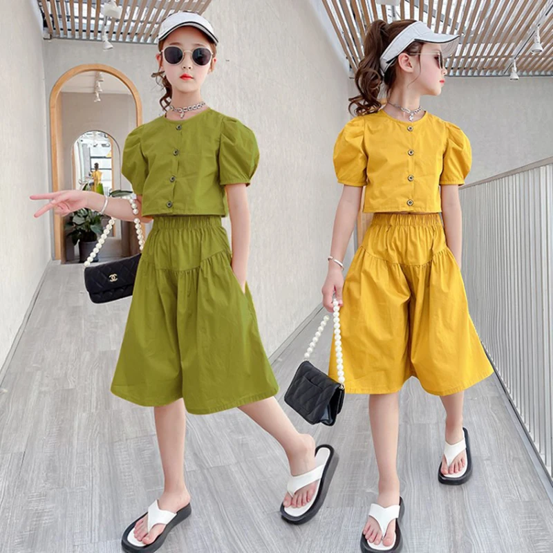 Summer 2022 Girls Clothing Sets Kids T-shirt +Wide Leg Pants Suits Children Short Sleeve Teenage Girl Clothes 6 8 10 12 14 Years
Summer 2022 Girls Clothing Sets Kids T-shirt +Wide Leg Pants Suits Children Short Sleeve Teenage Girl Clothes 6 8 10 12 14 Years