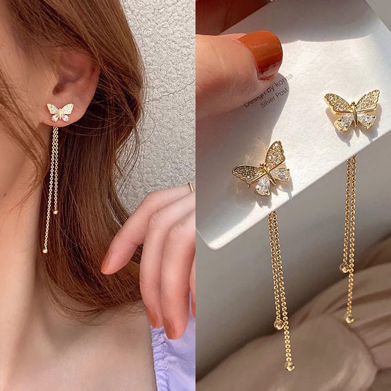 S925 Silver Needle Pair Two Wearing Personalized Butterfly Earrings Fashion Long 2022 Summer New Party Golden Jewelry Gift
S925 Silver Needle Pair Two Wearing Personalized Butterfly Earrings Fashion Long 2022 Summer New Party Golden Jewelry Gift