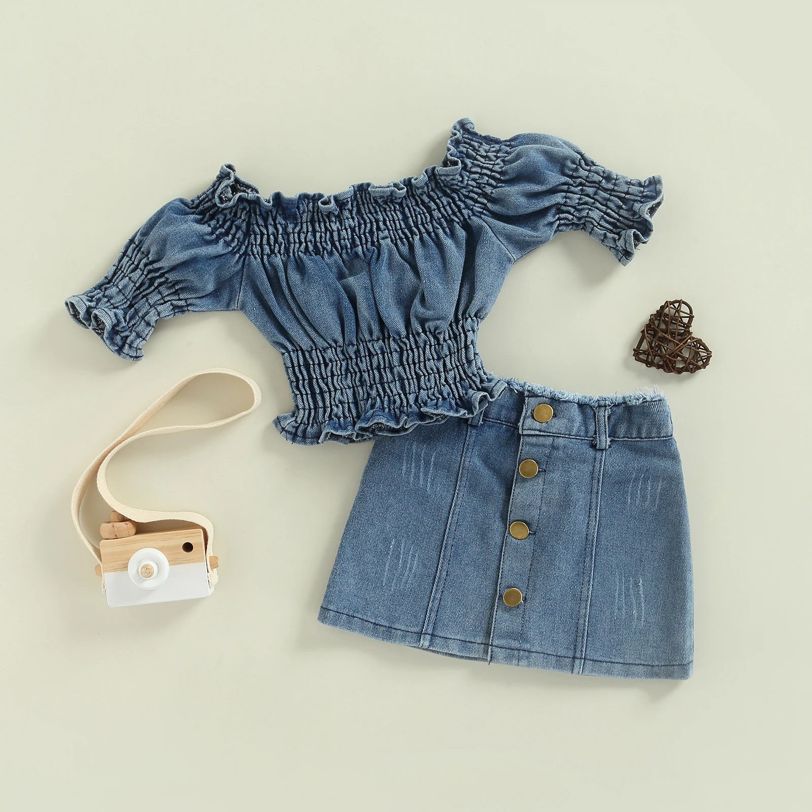 Girl\u2019s Dress Suit Denim Skirt Two Piece Set Fashion Denim Solid Color Long Sleeve Tops and Button Short Skirt
Girl\u2019s Dress Suit Denim Skirt Two Piece Set Fashion Denim Solid Color Long Sleeve Tops and Button Short Skirt
