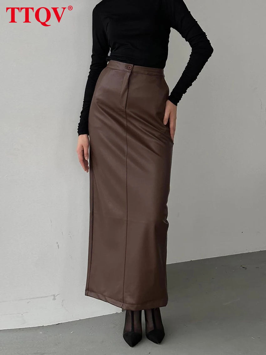 TTQV Fashion Black Pu Leather Skirts For Women 2023 Elegant High Waisted Simple Skirts Autumn Winter Slit Midi Skirt Streetwear
TTQV Fashion Black Pu Leather Skirts For Women 2023 Elegant High Waisted Simple Skirts Autumn Winter Slit Midi Skirt Streetwear