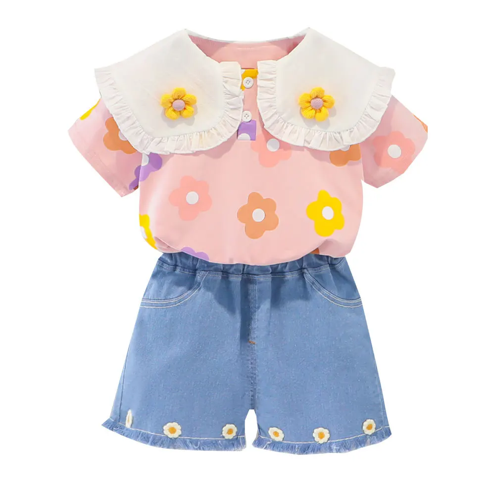 Baby Girls Clothes Sets Summer Cotton Floral T-Shirt Denim Shorts Children Clothing Suit for Kid Outfit Infant 0-5 Years Costume 
Baby Girls Clothes Sets Summer Cotton Floral T-Shirt Denim Shorts Children Clothing Suit for Kid Outfit Infant 0-5 Years Costume