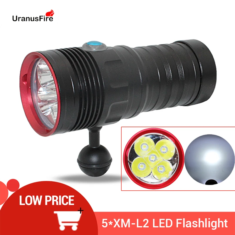 

6000 Lumens Diving Flashlight Torch 5*XM-L2 LED Scuba Dive Torch Waterproof Underwater 100M Tactical Flashlights Lantern lamp