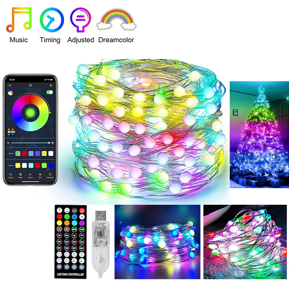 5/10/20M Smart Christmas Tree String Lights Bluetooth App Fairy Light With Remote Wedding Party RGB App Control Garland Light
5/10/20M Smart Christmas Tree String Lights Bluetooth App Fairy Light With Remote Wedding Party RGB App Control Garland Light