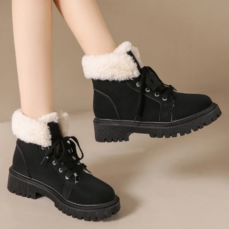 2023 Fashion Women's Shoes Lace Up Women's Boots Winter Round Toe Solid Flock Plush Warm Short Barrel Chunky Heels Naked Boots
2023 Fashion Women's Shoes Lace Up Women's Boots Winter Round Toe Solid Flock Plush Warm Short Barrel Chunky Heels Naked Boots