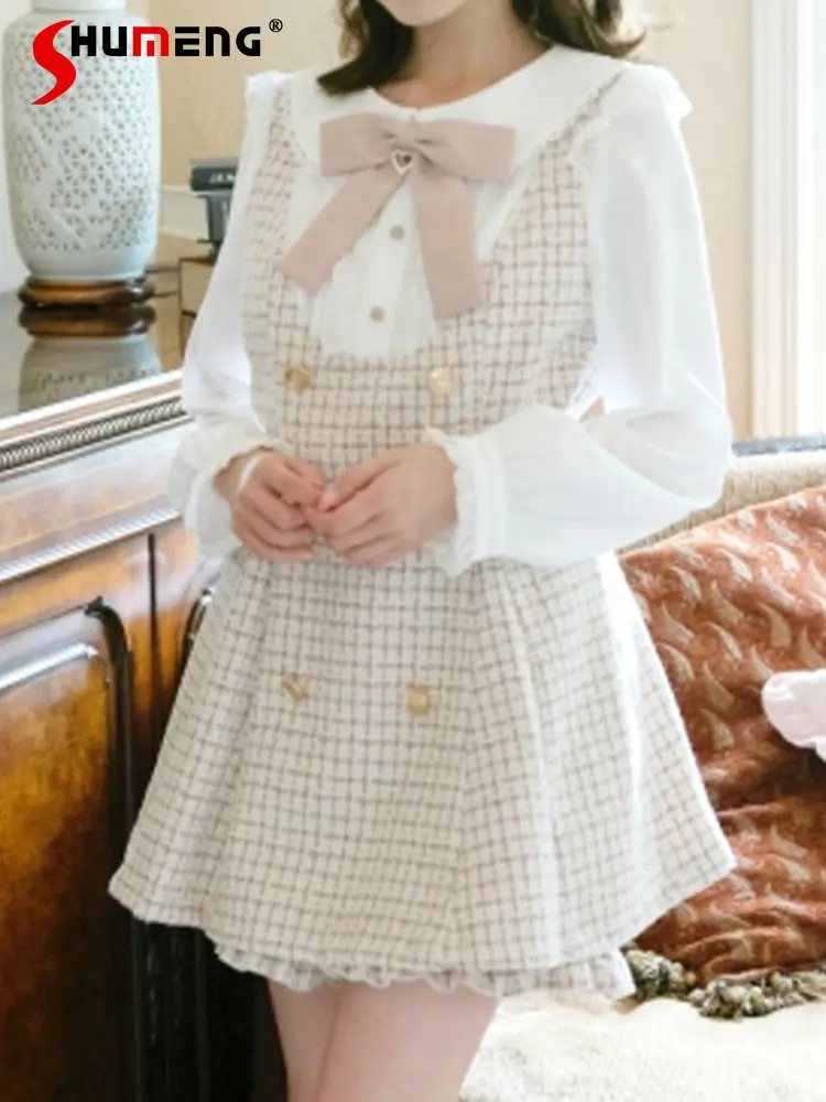 Japanese Style Cute Sweet Shorts Suit 2023 Spring and Autumn Lace Up Bow Neck Plaid Coat Suit Girl and Short Pants 2 Piece Sets
Japanese Style Cute Sweet Shorts Suit 2023 Spring and Autumn Lace Up Bow Neck Plaid Coat Suit Girl and Short Pants 2 Piece Sets