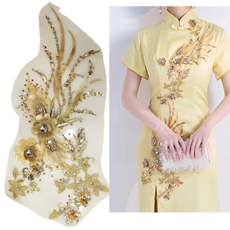 1Pcs Gold 3D Sequin Flower Beaded Embroidery Patch Mesh Fabric African Lace Applique Sew Wedding Dress Clothes Decoration Diy
1Pcs Gold 3D Sequin Flower Beaded Embroidery Patch Mesh Fabric African Lace Applique Sew Wedding Dress Clothes Decoration Diy
