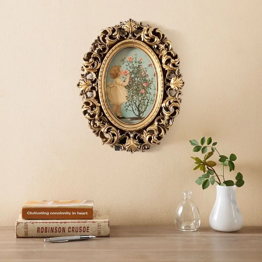 Resin Picture Frames Vintage Wall Mounted Antique Photo Frame with Glass Oval Photo Display Rack Home Decoration
Resin Picture Frames Vintage Wall Mounted Antique Photo Frame with Glass Oval Photo Display Rack Home Decoration