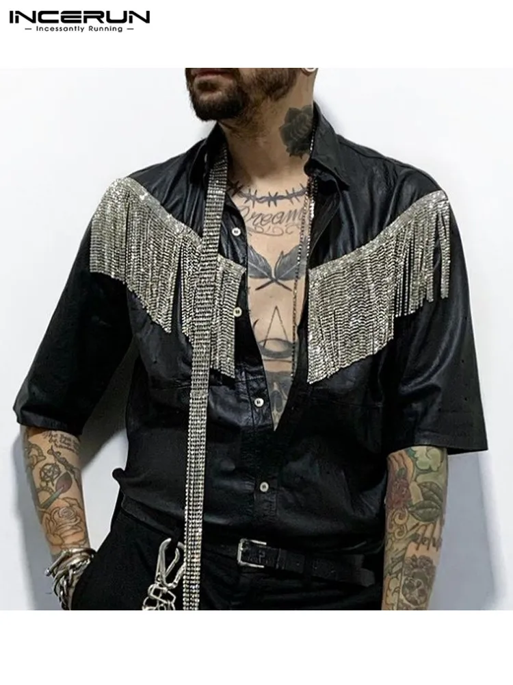 2022 Men Shirt Tassel Solid Color Lapel Short Sleeve Streetwear Button Men Clothing Fashion Party Casual Camisas S-5XL INCERUN
2022 Men Shirt Tassel Solid Color Lapel Short Sleeve Streetwear Button Men Clothing Fashion Party Casual Camisas S-5XL INCERUN