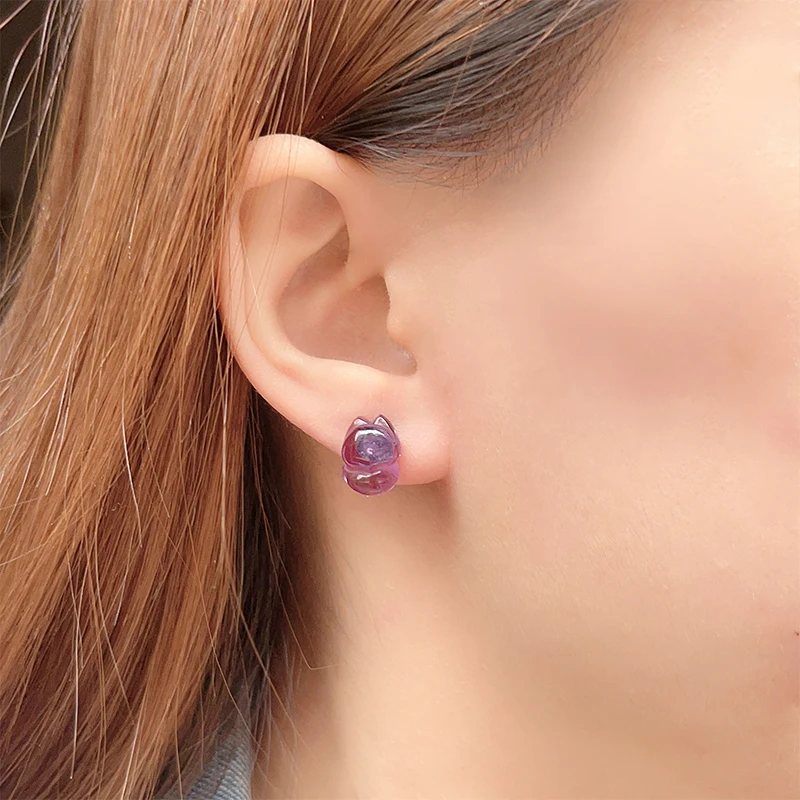 Natural Purple Amethyst Stud Earrings For Women 925 Sterling Silver Little Fox Crystal Earring Wedding Party Jewelry Gift
Natural Purple Amethyst Stud Earrings For Women 925 Sterling Silver Little Fox Crystal Earring Wedding Party Jewelry Gift