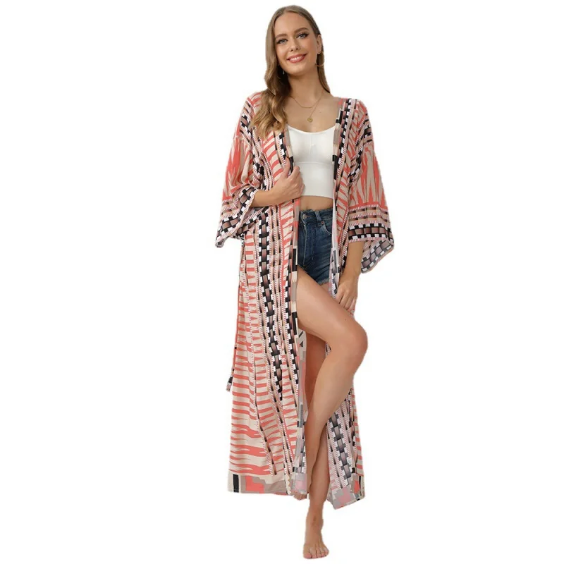 Bikini Cover Up Vintage Geometric Printed Beach Kimono Dresses Self Belted Loose Swimwear Bathing Suits Various Style Sales
Bikini Cover Up Vintage Geometric Printed Beach Kimono Dresses Self Belted Loose Swimwear Bathing Suits Various Style Sales
