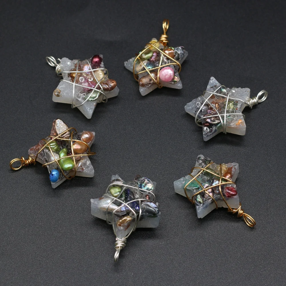 Natural Stone Winding Irregular Five-pointed Star Pearl Pendant For Jewelry Makin DIY Necklace Earring Accessory Gems Charm Gift
Natural Stone Winding Irregular Five-pointed Star Pearl Pendant For Jewelry Makin DIY Necklace Earring Accessory Gems Charm Gift