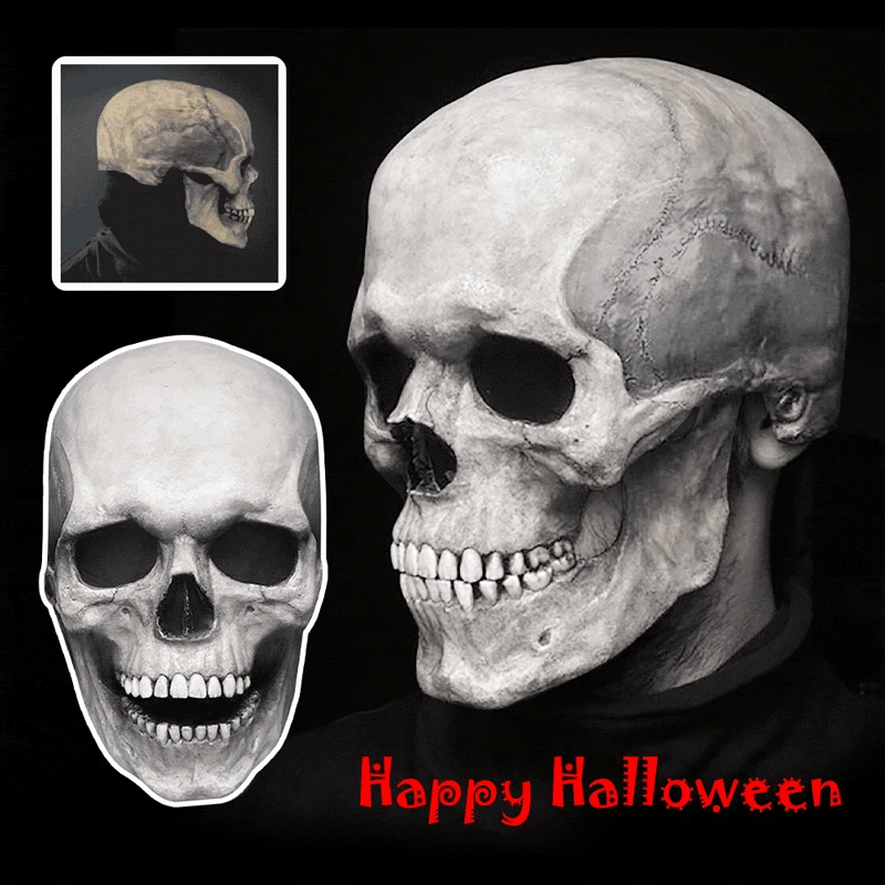 

Halloween Skull Mask Full Head Skeleton Party Costume Surprise Gift Horror Evil Call Duty Helmet Movable Jaw Helmet Dropshipping