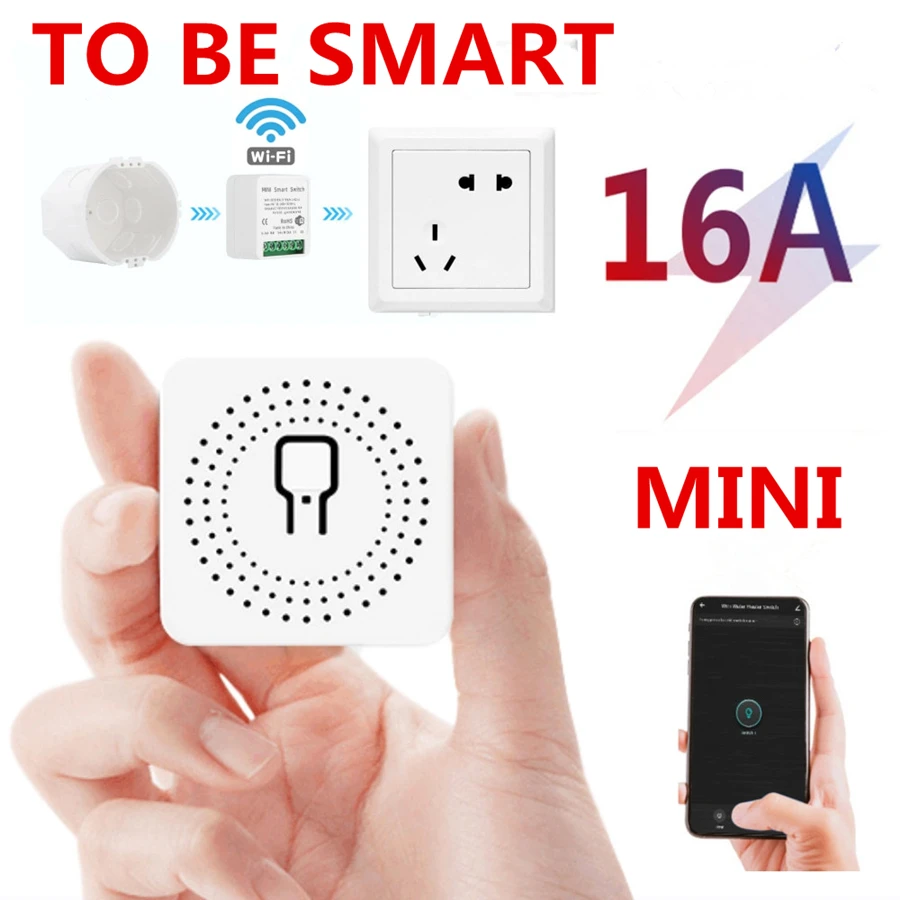 16A Мини Смарт Wi-Fi для переключателя сделай сам поддерживает связь с 2-мя способ