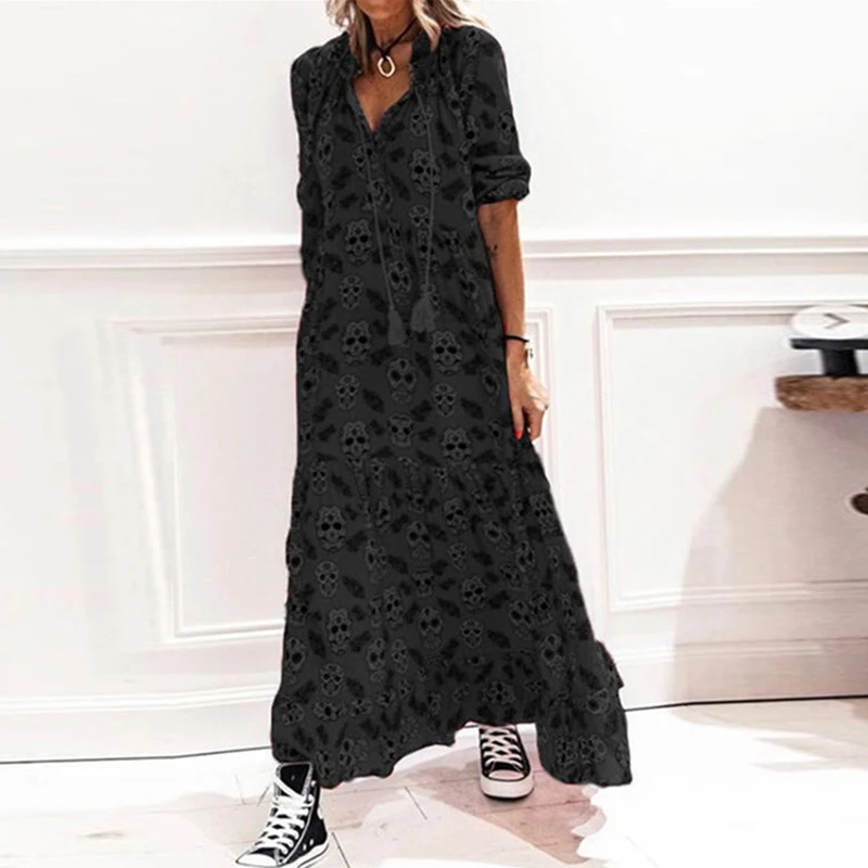 2022 Dresses Bohemian Maxi Dress Women Vintage Summer Sundress Sexy Long Sleeve Skull Print Party Dress Casual Oversized Robe
2022 Dresses Bohemian Maxi Dress Women Vintage Summer Sundress Sexy Long Sleeve Skull Print Party Dress Casual Oversized Robe