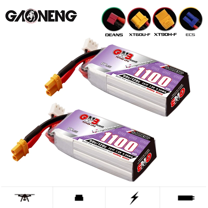 MAX 120C GNB 7.6V 1100mAh Lipo Battery 4.35V For FPV Racing DroneRC Quadcopter Drone Parts With XT30 XT60 2S 7.6V Battery
MAX 120C GNB 7.6V 1100mAh Lipo Battery 4.35V For FPV Racing DroneRC Quadcopter Drone Parts With XT30 XT60 2S 7.6V Battery