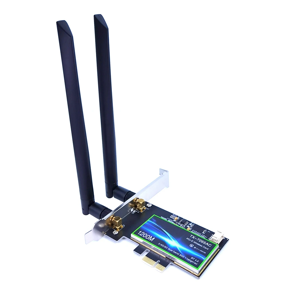 

Dual Band 2.4G/5Ghz for Intel 7265AC PCI-E 802.11AC 867Mbps Wifi Bluetooth 4.0 PCIE Card Wireless PC Adapter