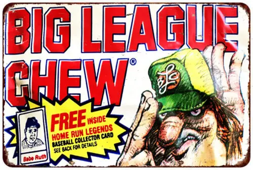 Репродукция металлической вывески Big League Chew Gum Babe Ruth 1986 года настенное искусство