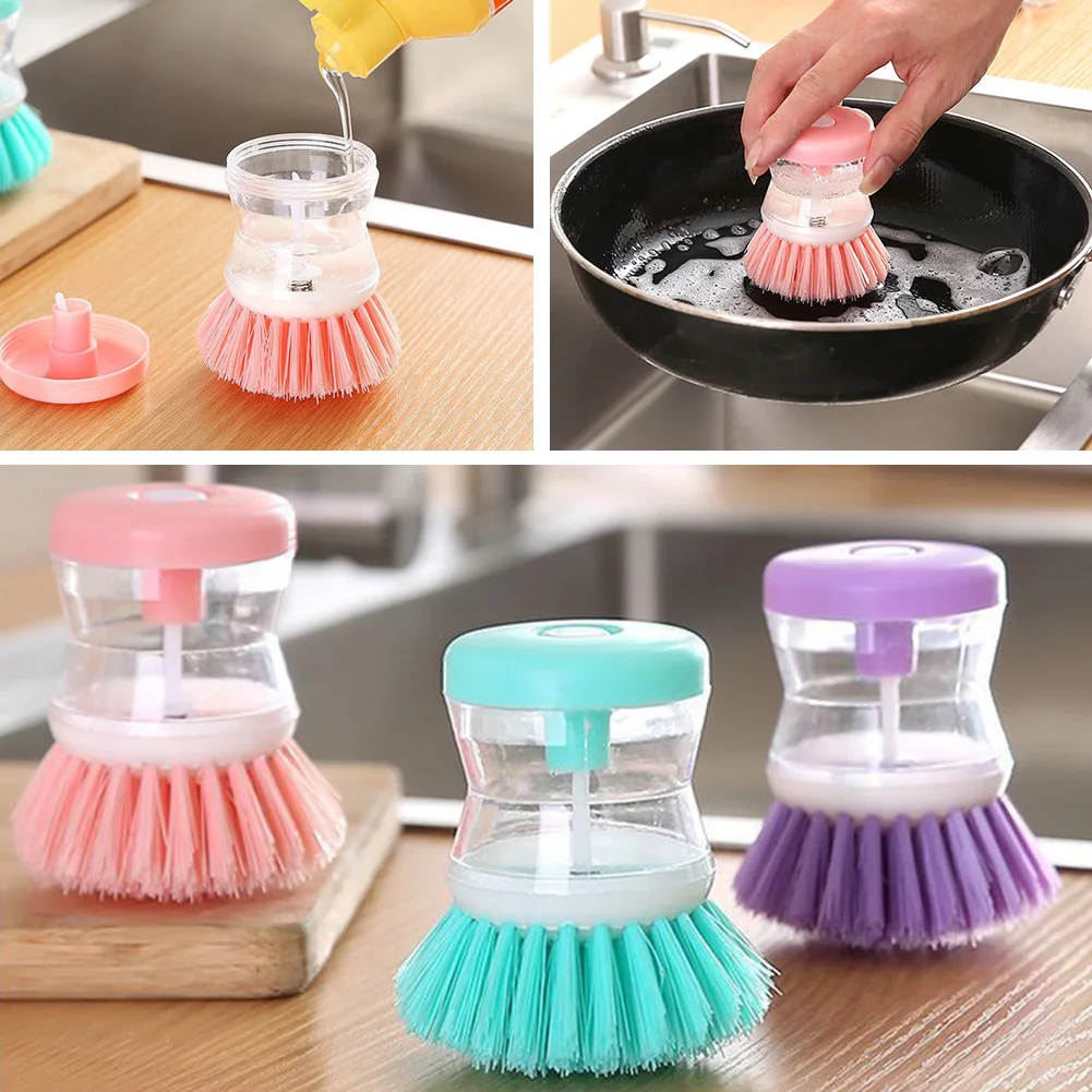 3 Color Kitchen Dish Washing Brush With Push Liquid Soap Dispenser Home Pot Dish Washing Tool Portable Kitchen Accessories
3 Color Kitchen Dish Washing Brush With Push Liquid Soap Dispenser Home Pot Dish Washing Tool Portable Kitchen Accessories