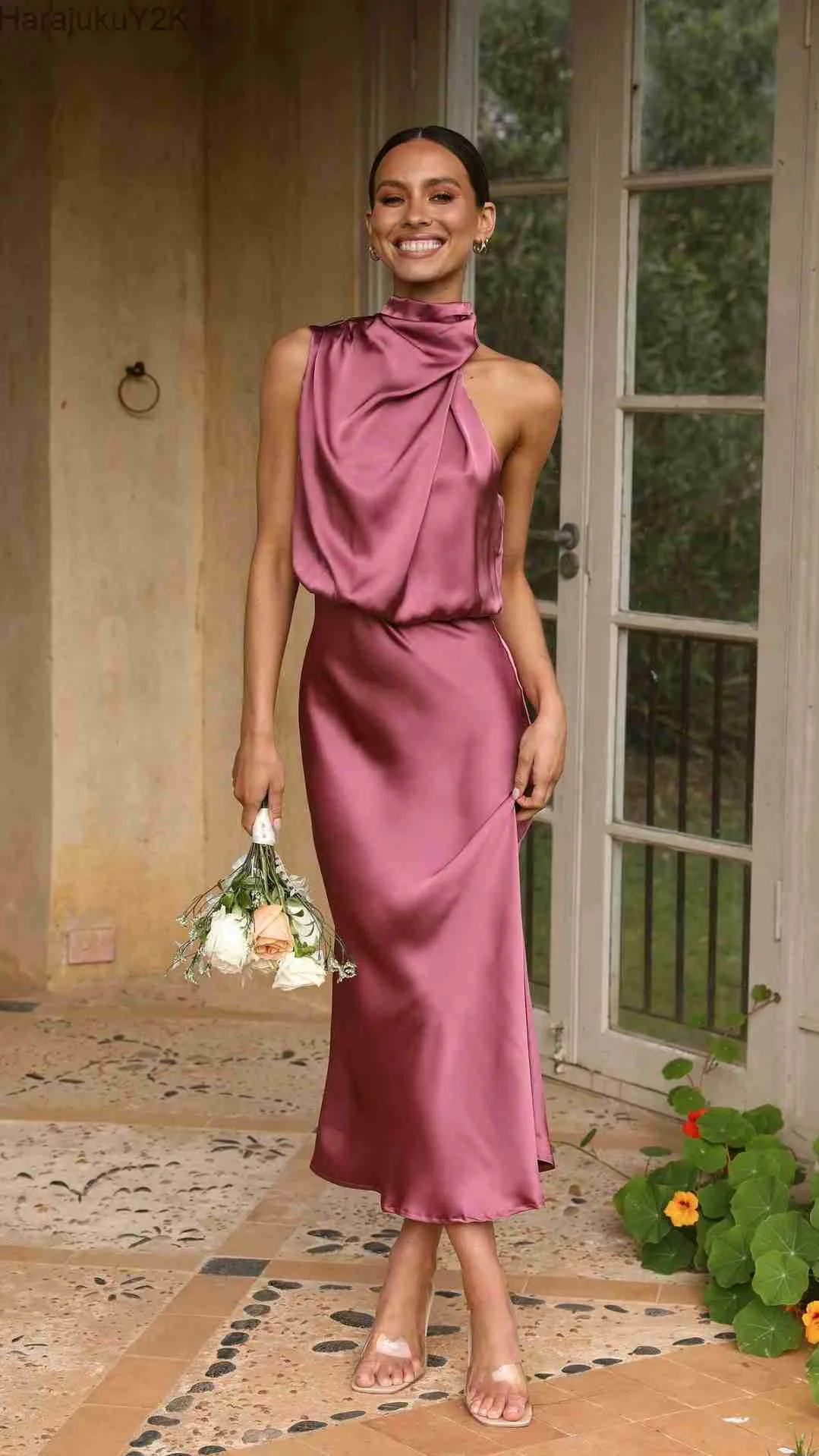 Halter A-line Party Dress Summer 2023 New High Qualitty Satin Sleeveless Long Dress Fashion Women Elegant Lady Evening Dress
Halter A-line Party Dress Summer 2023 New High Qualitty Satin Sleeveless Long Dress Fashion Women Elegant Lady Evening Dress