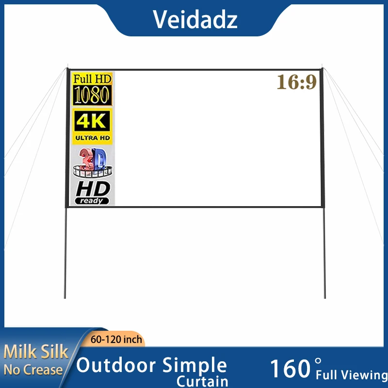 VEIDADZ Projector Screen White Milk Silk 16:9 Wrinkle-Free 160° Viewing Angle 60 72 84 100 120 inch Double Sided Screen Outdoor
VEIDADZ Projector Screen White Milk Silk 16:9 Wrinkle-Free 160° Viewing Angle 60 72 84 100 120 inch Double Sided Screen Outdoor