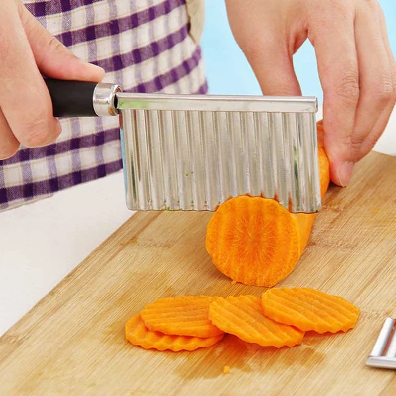 Potato French Fry Cutter Kitchen Stainless Steel Accessories Wave Knife Chopper Serrated Black and red random delivery
Potato French Fry Cutter Kitchen Stainless Steel Accessories Wave Knife Chopper Serrated Black and red random delivery