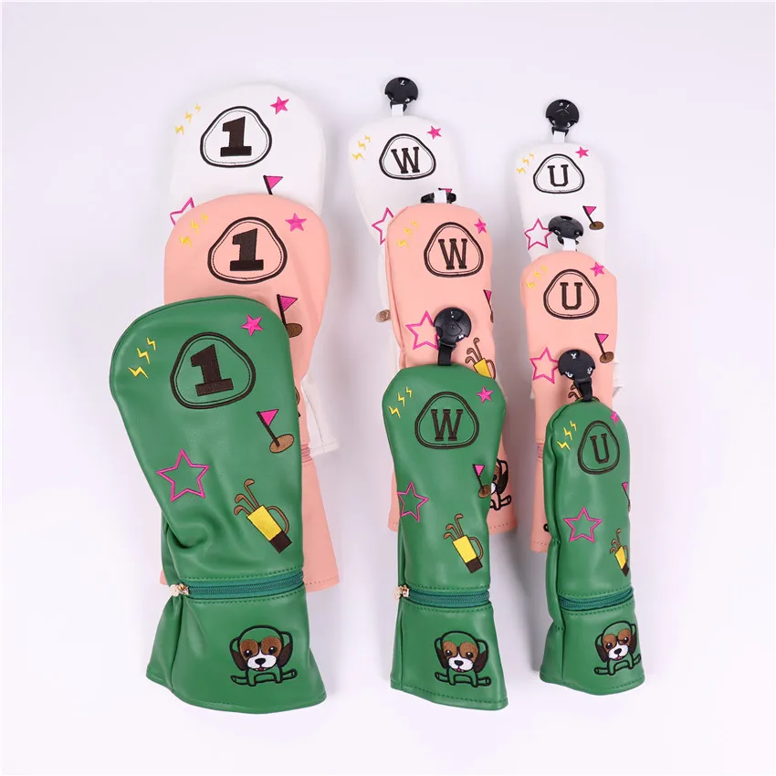 Cartoon puppy golf club cover wood protection cover one wood fairway wood iron wood pu embroidery
Cartoon puppy golf club cover wood protection cover one wood fairway wood iron wood pu embroidery