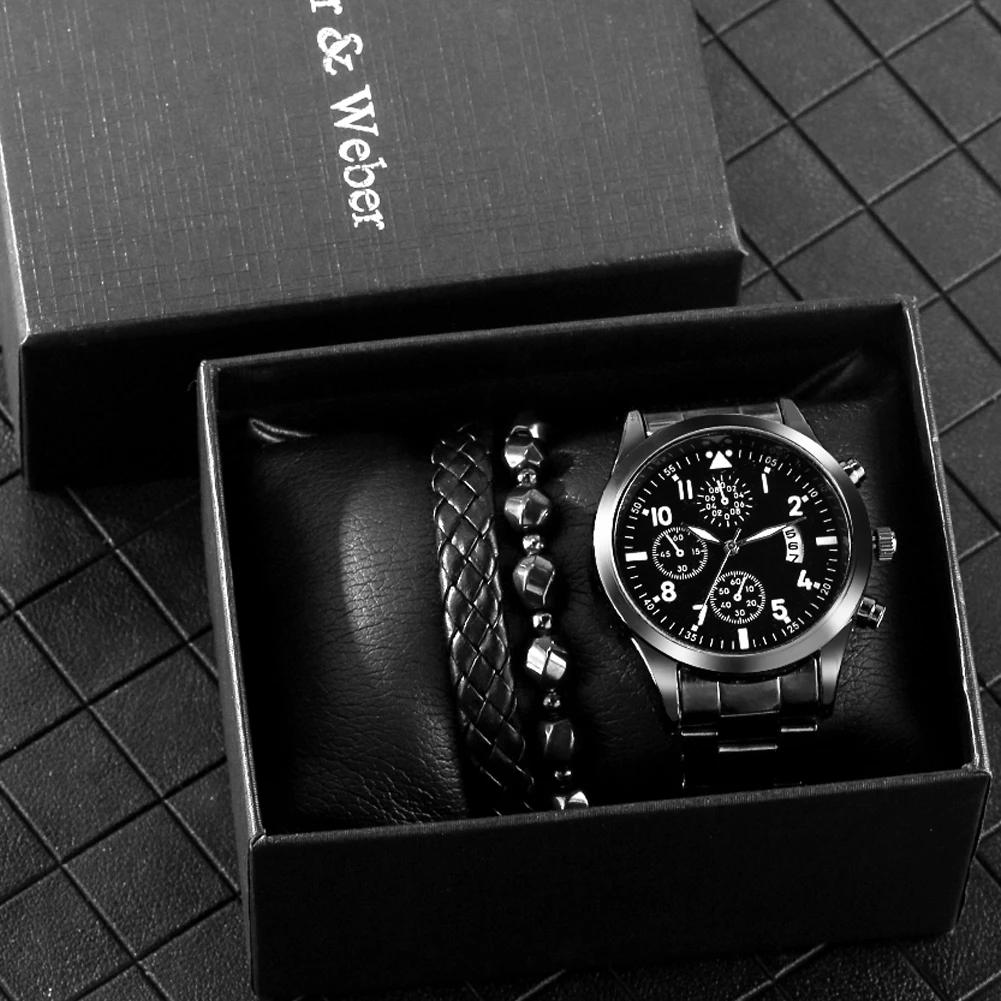 Men Watches Bracelet Set Black Quartz Wristwatches 3PCS Male Original Gift for Boyfriend Casual Business Relogio Masculino
Men Watches Bracelet Set Black Quartz Wristwatches 3PCS Male Original Gift for Boyfriend Casual Business Relogio Masculino