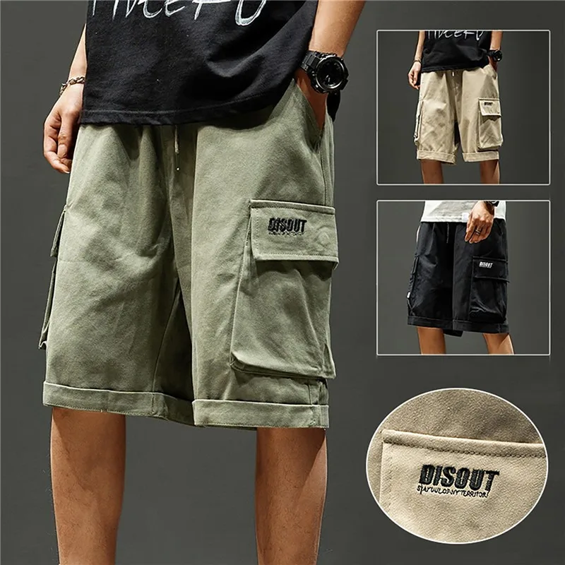 

Шорты-карго мужские в стиле милитари, однотонные повседневные штаны для фитнеса и работы, с несколькими карманами, летние тактические джоггеры
