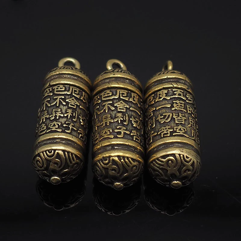 

Hollow Brass Buddha Bottle Sutra Cylinder Pendant Keychain Necklace Jewelry Handmade Vintage Pill Box Container Bottle Keychains