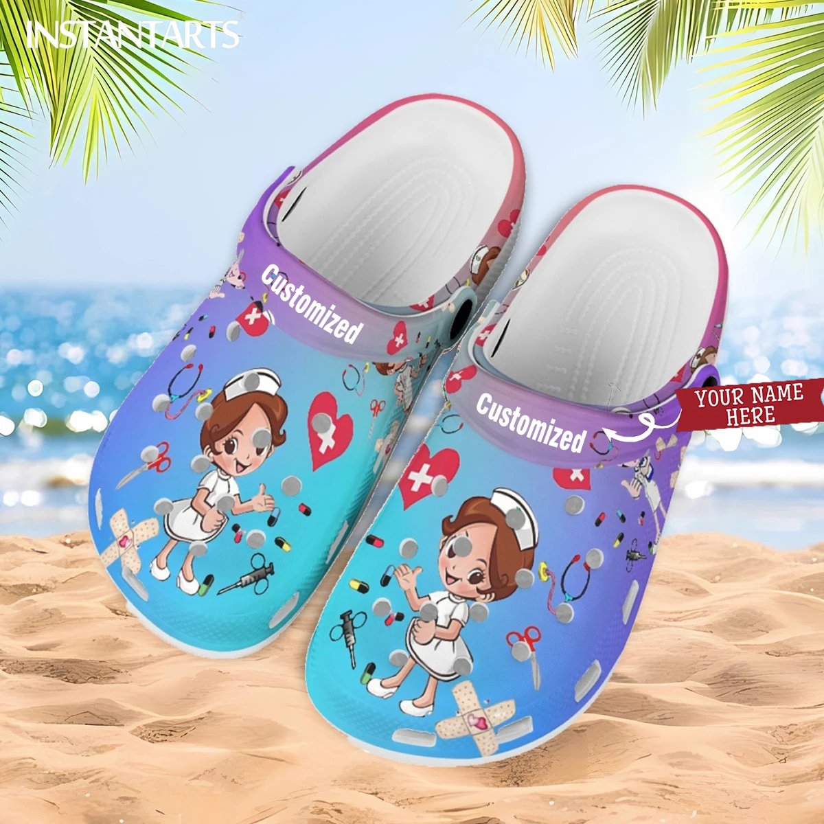 Женские уличные шлепанцы INSTANTARTS, повседневные сандалии с градиентом для медсестер и медсестер, обувь с узором и отверстиями для работы в больницах, 2023
Женские уличные шлепанцы INSTANTARTS, повседневные сандалии с градиентом для медсестер и медсестер, обувь с узором и отверстиями для работы в больницах, 2023