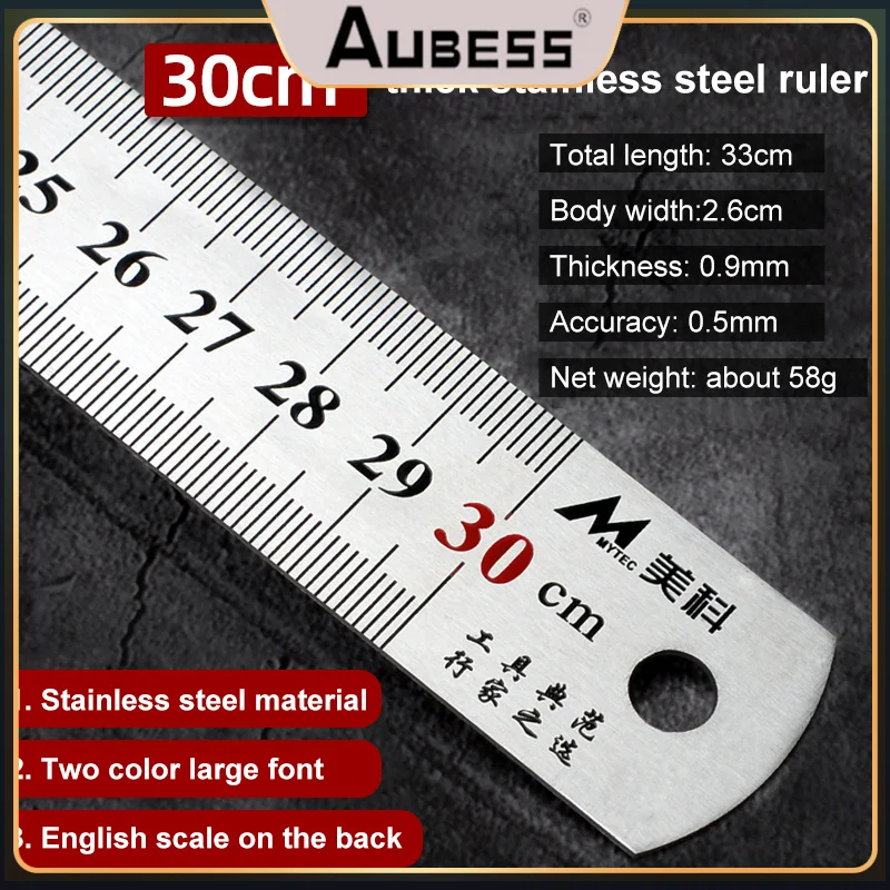 

15cm/20cm/30cm/50cm Double Side Metric Ruler Stainless Steel Metric Rule Centimeter Inches Scale Straight Ruler 500mm Precision