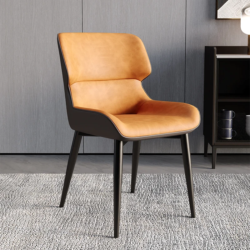 Leather Luxury Dining Chairs Black Metal Legs Nordic Restaurant Ergonomic Chair Modern Office Silla Comedor Nordic Furniture
Leather Luxury Dining Chairs Black Metal Legs Nordic Restaurant Ergonomic Chair Modern Office Silla Comedor Nordic Furniture